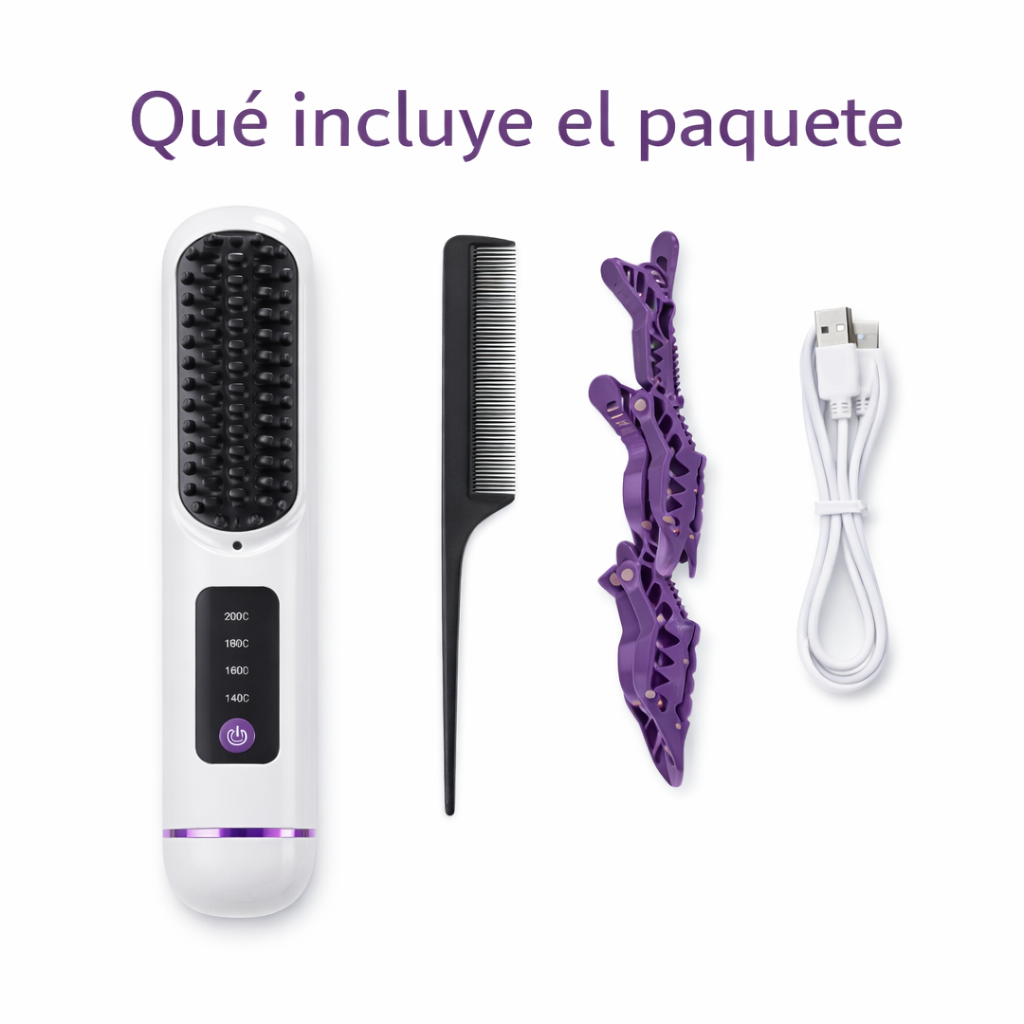 Cepillo Alisador Inalámbrico Portátil.