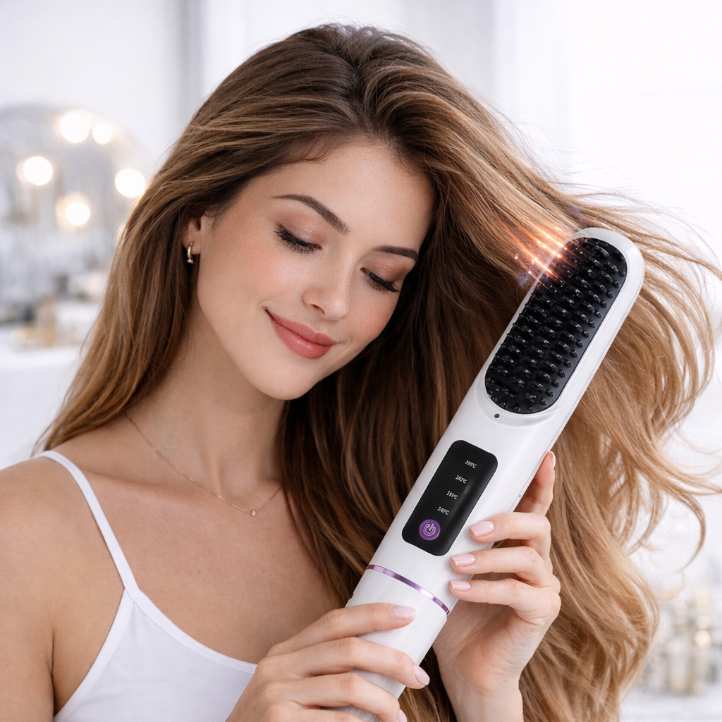 Cepillo Alisador Inalámbrico Portátil.